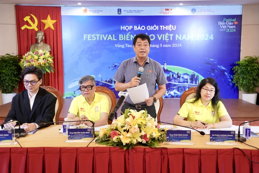 Buổi họp báo giới thiệu sự kiện “Festival Biển đảo Việt Nam - TP Vũng Tàu 2024” sáng 10-5. Ảnh: TT.