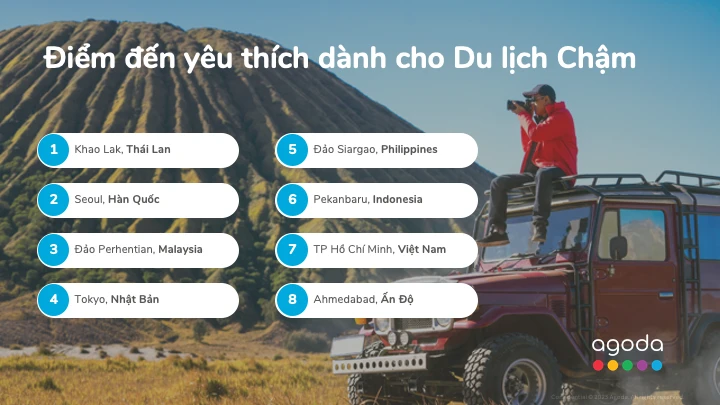 Danh sách 8 điểm đến du lịch chậm được yêu thích. Ảnh: Agoda.