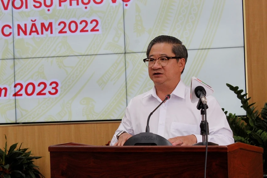Chủ tịch UBND TP Cần Thơ Trần Việt Trường phát biểu chỉ đạo tại hội nghị. Ảnh: NHẪN NAM Chủ tịch UBND TP Cần Thơ Trần Việt Trường phát biểu chỉ đạo tại hội nghị. Ảnh: NHẪN NAM