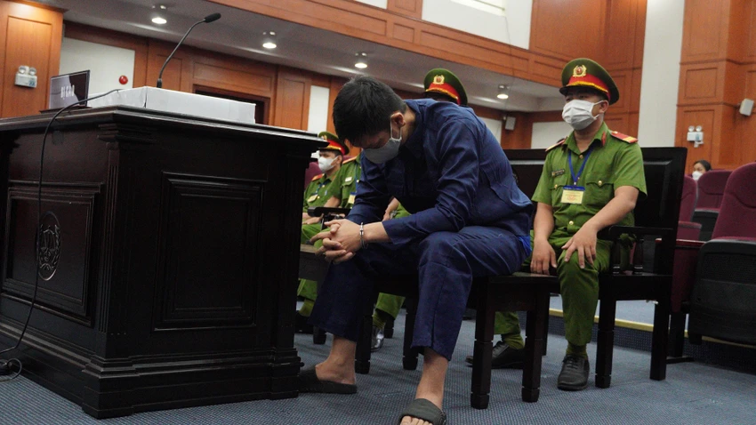 Nguyễn Kim Trung Thái tại phiên xử sáng nay. Nguyễn Kim Trung Thái tại phiên xử sáng nay.