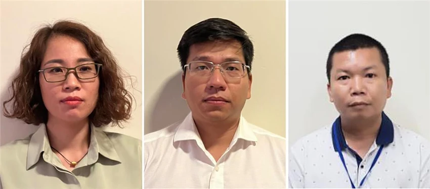 Các bị can từ trái sang phải: Nguyễn Thị Thanh Tâm; Phạm Viết Anh Vũ; Nguyễn Thành Trung. Ảnh: Bộ Công an