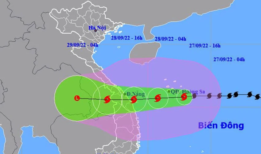 Vị trí, đường đi của bão số 4 Vị trí, đường đi của bão số 4