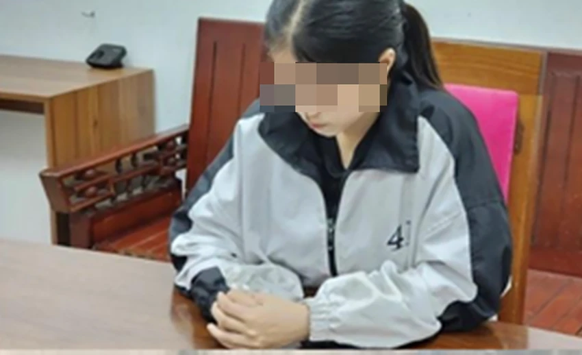 Nguyễn Thị Thu Th tại cơ quan công an. Ảnh: HH