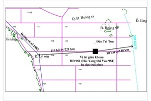 Giàn khoan HD981 và âm mưu “lãnh thổ quốc gia di động” của Trung Quốc * ảnh 1 Bản đồ minh họa vị trí giàn khoan HD981 của Trung Quốc hạ đặt trái phép trong vùng đặc quyền kinh tế, thềm lục địa Việt Nam. (Nguồn: Tập đoàn Dầu khí Việt Nam).