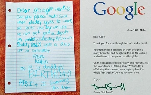 Thư của Katie và phản hồi của Google. Ảnh:Imgur. Google-4904-1403491179.jpg