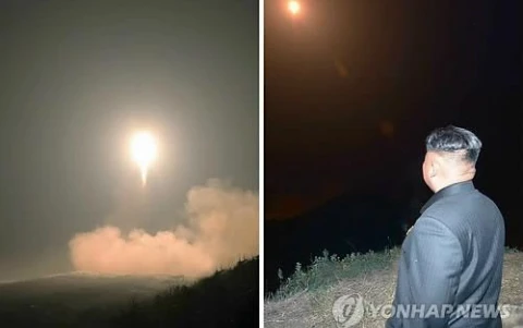 Kim Jong-un trực tiếp chỉ huy tập trận phóng tên lửa nhằm căn cứ quân sự Mỹ ảnh 1 Kim Jong-un trực tiếp chỉ huy tập trận phóng tên lửa nhằm căn cứ quân sự Mỹ ảnh 1