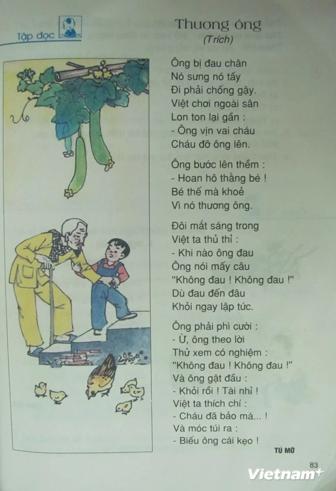 Thực hư vụ 'bóp méo' bài thơ 'Thương ông' trong sách Tiếng Việt lớp 2 ảnh 1