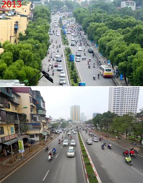 Đường phố Hà Nội trước và sau chặt hạ cây xanh ảnh 9 Đường phố Hà Nội trước và sau chặt hạ cây xanh ảnh 9