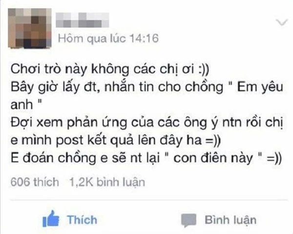 Vợ nhắn tin 'em yêu anh' và ngàn lẻ một phản ứng của các ông chồng ảnh 1 Khi các bà vợ nhắn tin ‘Em yêu anh’ và cái kết ‘phũ phàng’