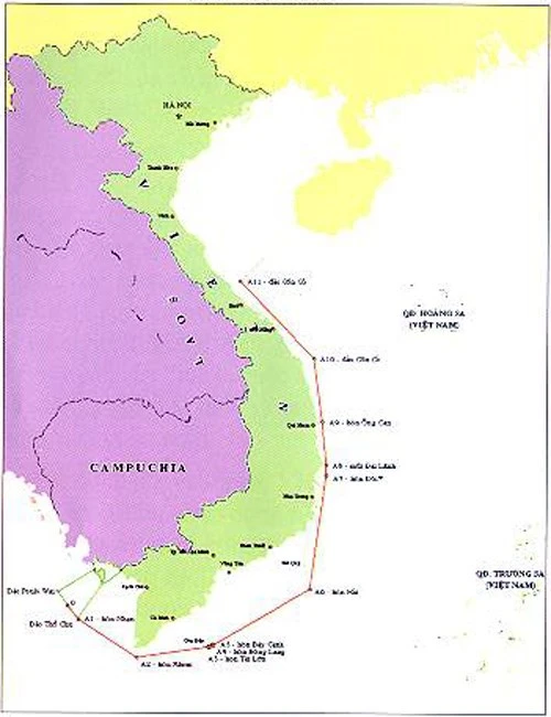 Đường cơ sở 1982 trên bài viết tuyên truyền về Luật Biển Việt Nam của báo Nghệ An. Đường cơ sở 1982 trên bài viết tuyên truyền về Luật Biển Việt Nam của báo Nghệ An.