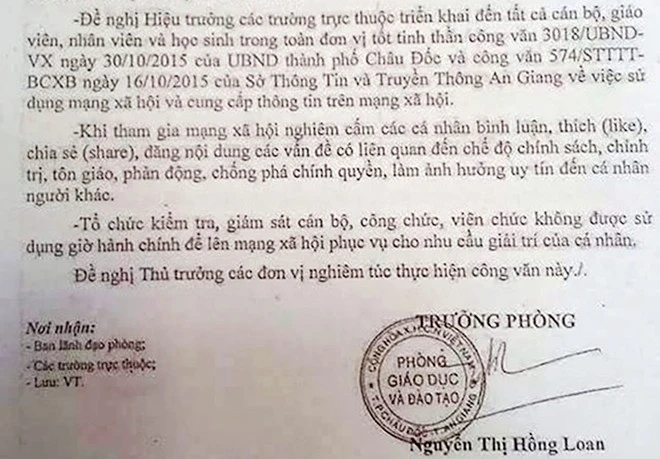 facebook, giáo viên, giao vien, mạng xã hội, phong giao duc, An Giang