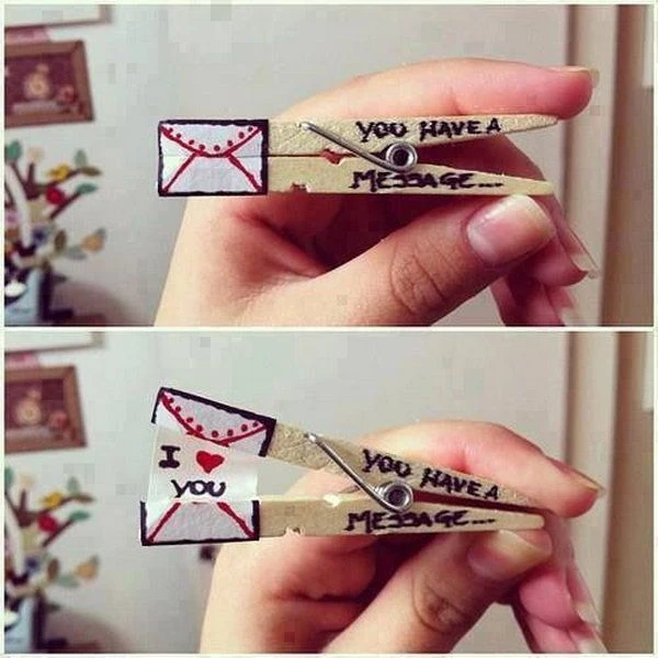 Ý tưởng Valentine thú vị để nói "anh yêu em" với một kẹp áo.