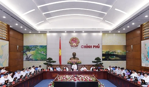 Thủ tướng Nguyễn Xuân Phúc chủ trì phiên họp Chính phủ thường kỳ tháng 4-2016. Ảnh: VGP/Quang Hiếu