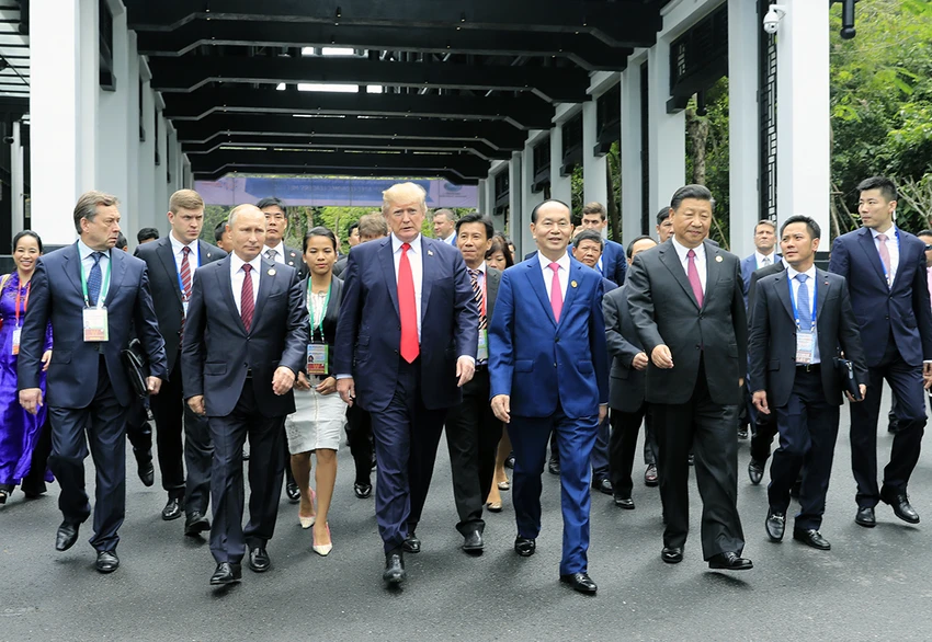 Chủ tịch nước Trần Đại Quang và lãnh đạo các nước Trung Quốc, Nga, Hoa Kỳ tại Hội nghị cấp cao APEC 2017. Ảnh: TTXVN