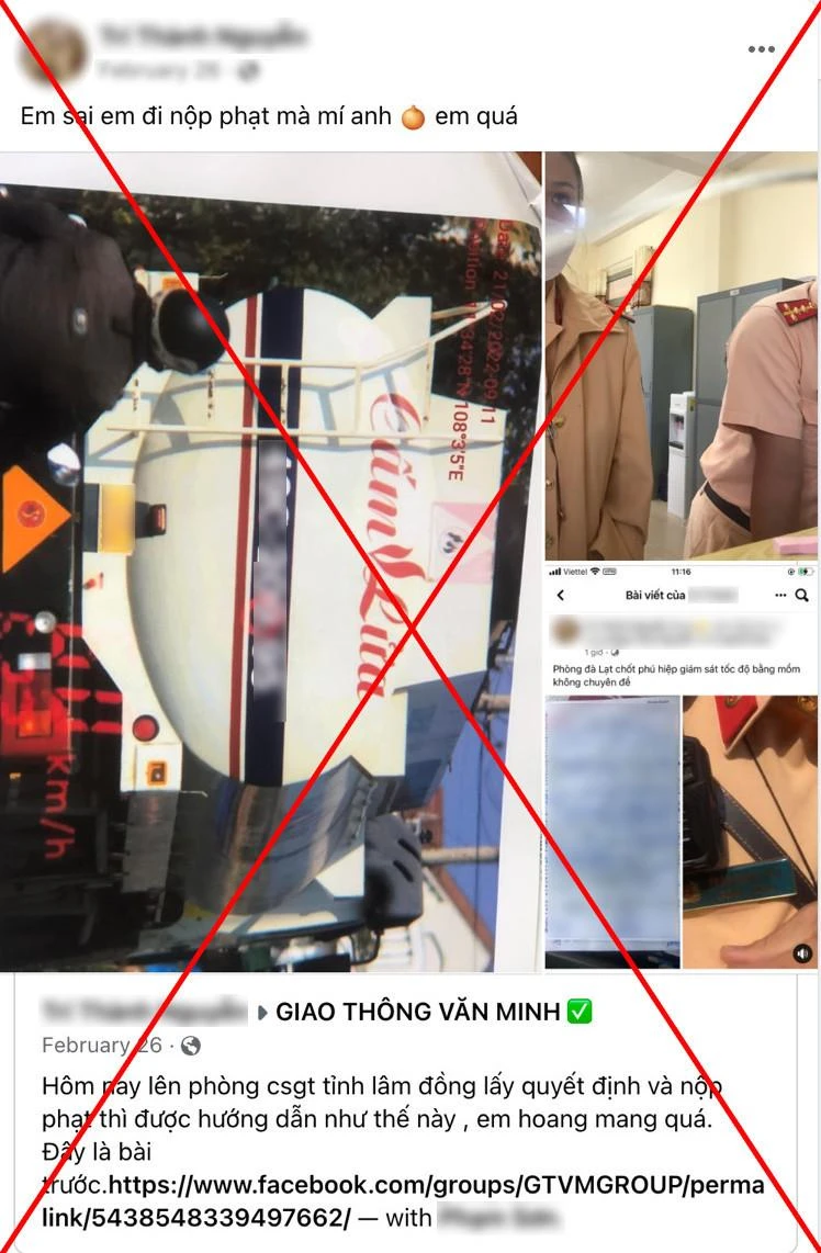 Dòng trạng thái ông Th đăng trên Facebook cá nhân. Ảnh CA Dòng trạng thái ông Th đăng trên Facebook cá nhân. Ảnh CA