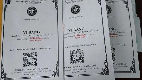 Doanh nghiệp bị giả mạo đã lập vi bằng về hành vi của nhóm giả mạo trên. Ảnh: VT gia-mao-doanh-nghiep-o-lam-dong