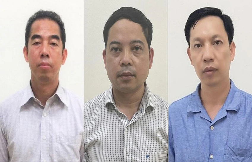 Từ trái qua: Bị can Tô Anh Dũng, Phạm Trung Kiên, Vũ Anh Tuấn. Ảnh: Bộ Công an Từ trái qua: Bị can Tô Anh Dũng, Phạm Trung Kiên, Vũ Anh Tuấn. Ảnh: Bộ Công an