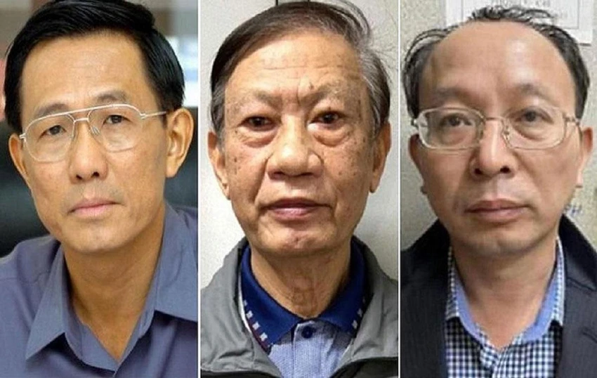 Ba bị can Cao Minh Quang, Dương Huy Liệu và Nguyễn Nam Liên (từ trái qua). Ảnh: CA Ba bị can Cao Minh Quang, Dương Huy Liệu và Nguyễn Nam Liên (từ trái qua). Ảnh: CA