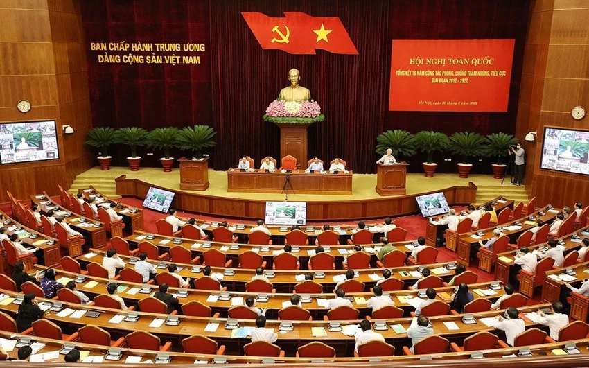 Tổng bí thư Nguyễn Phú Trọng chủ trì Hội nghị toàn quốc tổng kết 10 năm công tác đấu tranh phòng chống tham nhũng, tiêu cực. Ảnh: TTXVN Tổng bí thư Nguyễn Phú Trọng chủ trì Hội nghị toàn quốc tổng kết 10 năm công tác đấu tranh phòng chống tham nhũng, tiêu cực. Ảnh: TTXVN