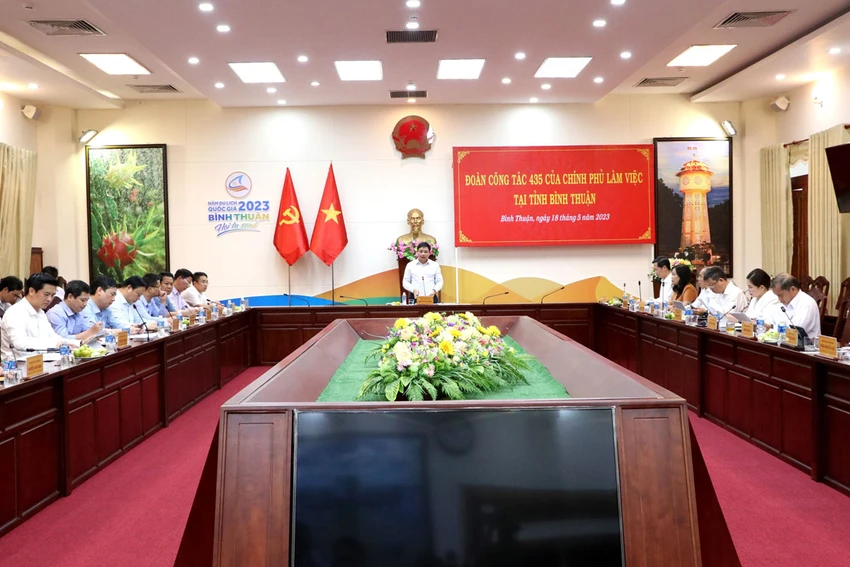 Đoàn công tác thành viên Chính phủ đã làm việc với tỉnh Bình Thuận. Ảnh: NT Đoàn công tác thành viên Chính phủ đã làm việc với tỉnh Bình Thuận. Ảnh: NT