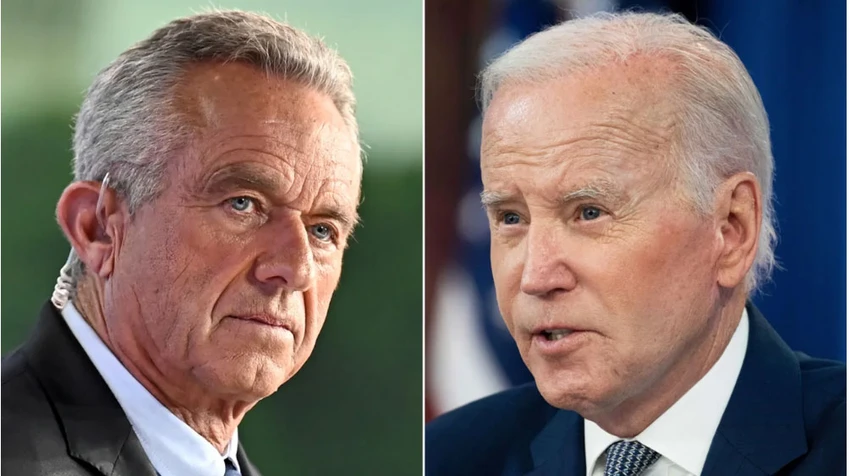 Ứng viên đảng Dân chủ Robert F. Kennedy Jr. và đương kim Tổng thống Joe Biden. Ảnh: GETTY IMAGES Ứng viên đảng Dân chủ Robert F. Kennedy Jr. và đương kim Tổng thống Joe Biden. Ảnh: GETTY IMAGES