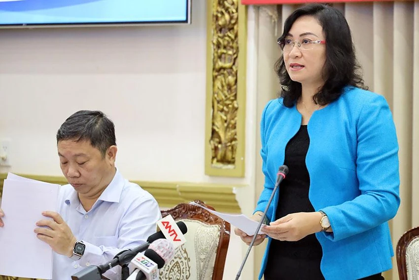 Phó Chủ tịch UBND TP.HCM Phan Thị Thắng phát biểu kết luận buổi họp. Ảnh: Trung tâm báo chí TP.HCM Phó Chủ tịch UBND TP.HCM Phan Thị Thắng phát biểu kết luận buổi họp. Ảnh: Trung tâm báo chí TP.HCM