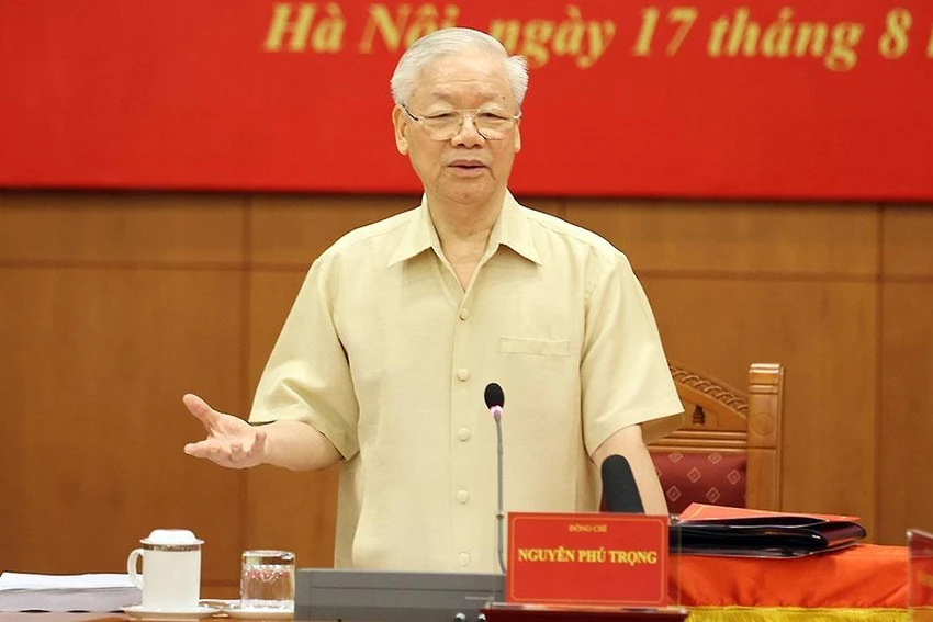 Tổng bí thư Nguyễn Phú Trọng phát biểu kết luận phiên họp. Ảnh: TTXVN Tổng bí thư Nguyễn Phú Trọng phát biểu kết luận phiên họp. Ảnh: TTXVN