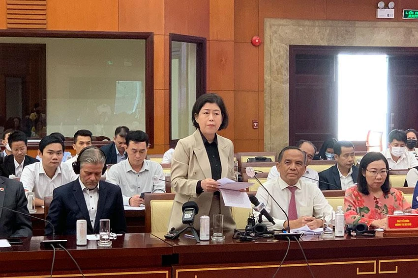 Đại diện doanh nghiệp phát biểu tại buổi đối thoại với lãnh đạo TP.HCM. Ảnh: PHƯƠNG MINH Đại diện doanh nghiệp phát biểu tại buổi đối thoại với lãnh đạo TP.HCM. Ảnh: PHƯƠNG MINH