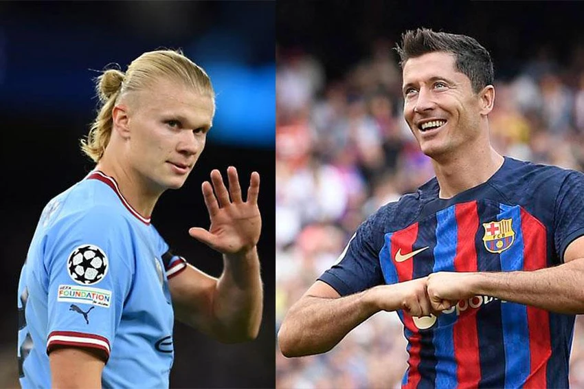 Haaland (trái) và Lewandowski đang thể hiện bản năng sát thủ ở Premier League và La Liga. Ảnh: GETTY IMAGES Haaland (trái) và Lewandowski đang thể hiện bản năng sát thủ ở Premier League và La Liga. Ảnh: GETTY IMAGES