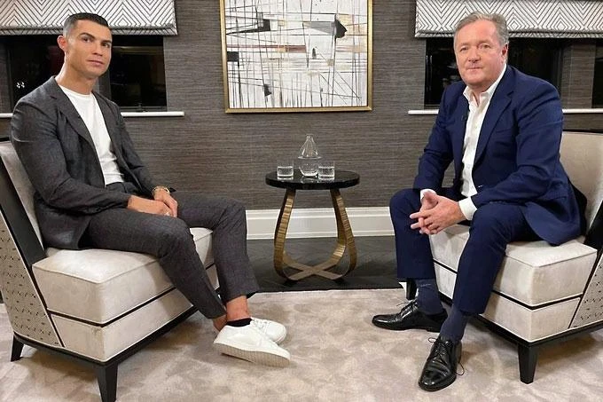 Ronaldo trong chương trình trả lời trên truyền hình bóc trần tất cả, đặc biệt là lãnh đạo CLB MU. Ảnh: GETTY IMAGES Ronaldo trong chương trình trả lời trên truyền hình bóc trần tất cả, đặc biệt là lãnh đạo CLB MU. Ảnh: GETTY IMAGES