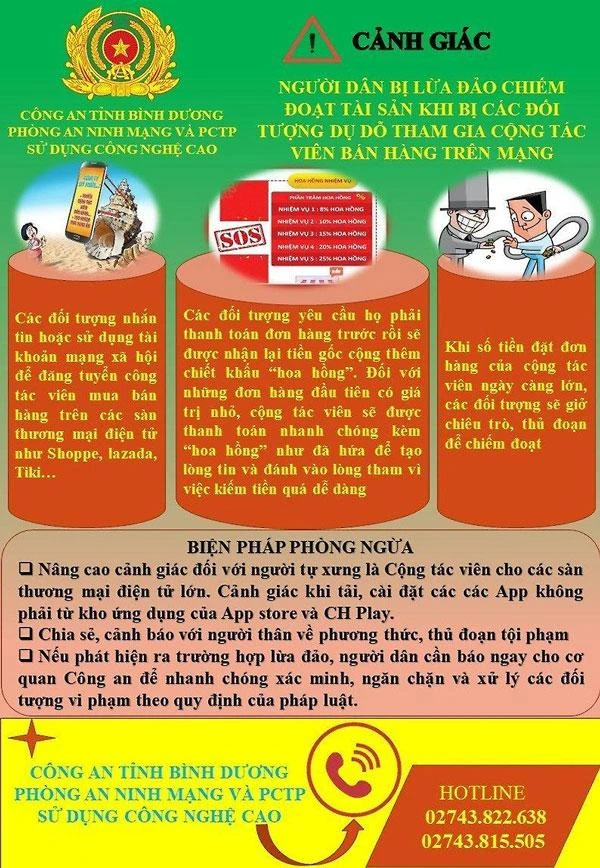 Công an tỉnh Bình Dương và các phương tiện thông tin đại chúng liên tục cảnh báo nhưng nhiều người dân vẫn “sập bẫy”. Ảnh: LÊ ÁNH Công an tỉnh Bình Dương và các phương tiện thông tin đại chúng liên tục cảnh báo nhưng nhiều người dân vẫn “sập bẫy”. Ảnh: LÊ ÁNH