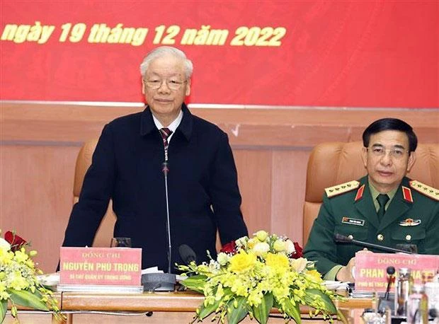 Tổng Bí thư Nguyễn Phú Trọng, Bí thư Quân ủy Trung ương, phát biểu kết luận hội nghị. Ảnh: TTXVN Tổng Bí thư Nguyễn Phú Trọng, Bí thư Quân ủy Trung ương, phát biểu kết luận hội nghị. Ảnh: TTXVN