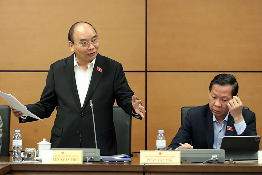 Chủ tịch nước Nguyễn Xuân Phúc: “Cần phải chọn phương án tăng trưởng cao để tạo vị thế cho Việt Nam khi hội nhập quốc tế…”. Ảnh: NTN Chủ tịch nước Nguyễn Xuân Phúc: “Cần phải chọn phương án tăng trưởng cao để tạo vị thế cho Việt Nam khi hội nhập quốc tế…”. Ảnh: NTN