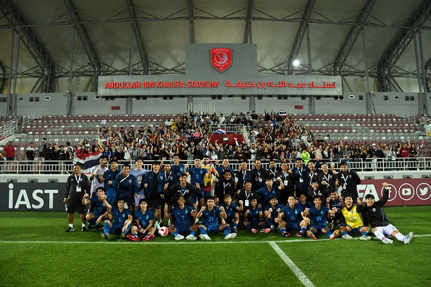 Các cầu thủ U-23 Thái Lan mừng chiến thắng trước Qatar và sẽ tranh HCĐ Doha Cup. Ảnh: FAT Các cầu thủ U-23 Thái Lan mừng chiến thắng trước Qatar và sẽ tranh HCĐ Doha Cup. Ảnh: FAT