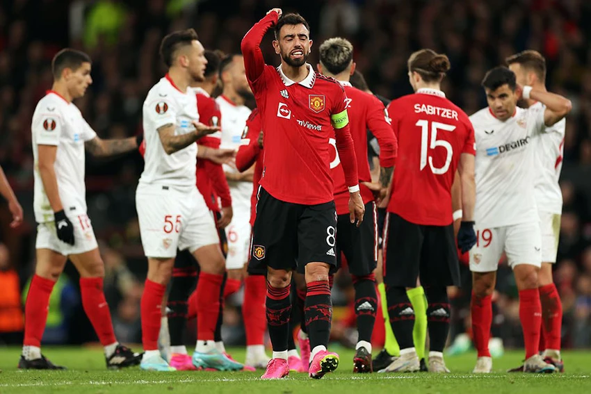 Bruno và đồng đội ở sân nhà bị Sevilla cầm chân. Ảnh: GETTY Bruno và đồng đội ở sân nhà bị Sevilla cầm chân. Ảnh: GETTY