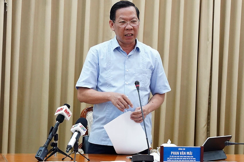 Chủ tịch UBND TP.HCM Phan Văn Mãi phát biểu kết luận hội nghị. Ảnh: NGUYỄN YÊN Chủ tịch UBND TP.HCM Phan Văn Mãi phát biểu kết luận hội nghị. Ảnh: NGUYỄN YÊN