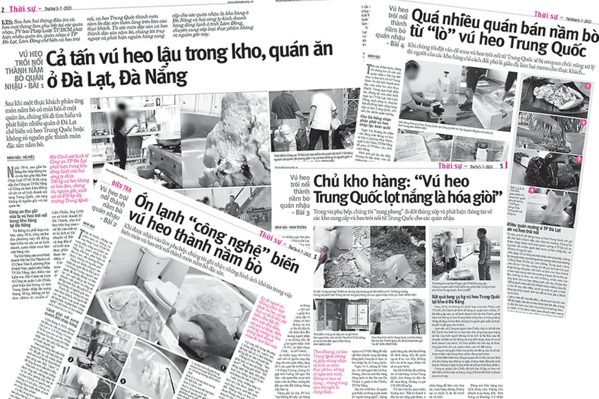Những bài báo được đăng tải trong tuần về tình trạng vú heo trôi nổi thành nầm bò quán nhậu của Pháp Luật TP.HCM. Những bài báo được đăng tải trong tuần về tình trạng vú heo trôi nổi thành nầm bò quán nhậu của Pháp Luật TP.HCM.