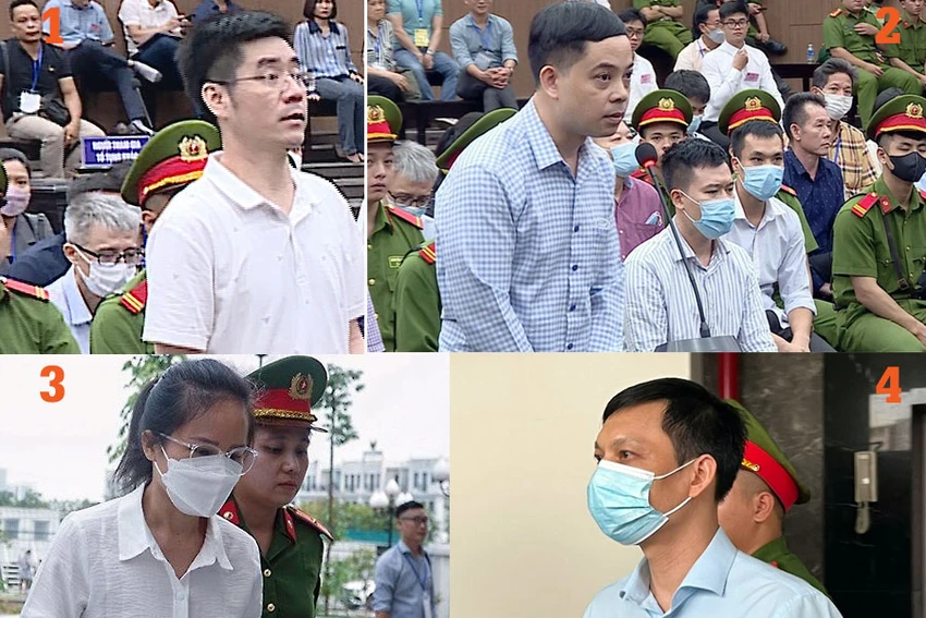 Bốn bị cáo lãnh án chung thân: 1. Hoàng Văn Hưng. 2. Phạm Trung Kiên. 3. Nguyễn Thị Hương Lan. 4. Vũ Anh Tuấn. Ảnh: PHI HÙNG Bốn bị cáo lãnh án chung thân: 1. Hoàng Văn Hưng. 2. Phạm Trung Kiên. 3. Nguyễn Thị Hương Lan. 4. Vũ Anh Tuấn. Ảnh: PHI HÙNG