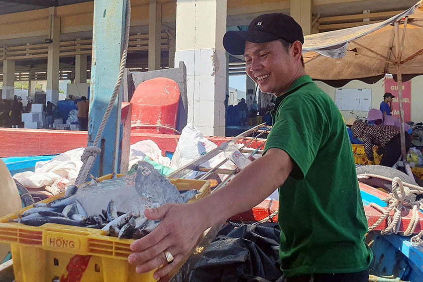 Ngư dân Phú Yên mong thời gian tới giá hải sản tăng trở lại để họ có thể yên tâm vươn khơi bám biển. Ảnh: HUY TRƯỜNG