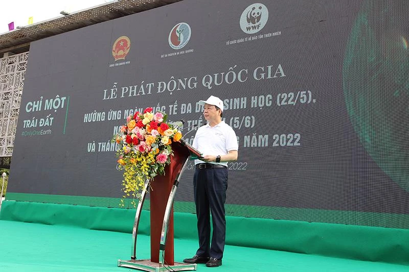 Bộ trưởng TN&MT Trần Hồng Hà phát biểu tại lễ phát động Bộ trưởng TN&MT Trần Hồng Hà phát biểu tại lễ phát động