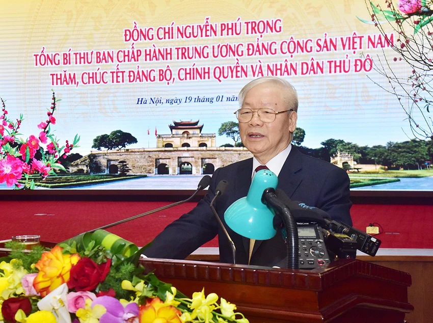 Tổng Bí thư Nguyễn Phú Trọng thăm, chúc tết Đảng bộ, chính quyền và nhân dân thủ đô Hà Nội nhân dịp Xuân Quý Mão. Ảnh: TP Tổng Bí thư Nguyễn Phú Trọng thăm, chúc tết Đảng bộ, chính quyền và nhân dân thủ đô Hà Nội nhân dịp Xuân Quý Mão. Ảnh: TP
