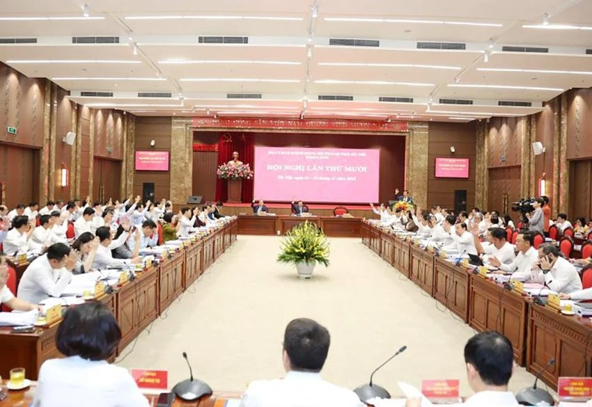 Hội nghị lần thứ 10, BCH Đảng bộ TP Hà Nội. (Ảnh: VPTU) Hội nghị lần thứ 10, BCH Đảng bộ TP Hà Nội. (Ảnh: VPTU)
