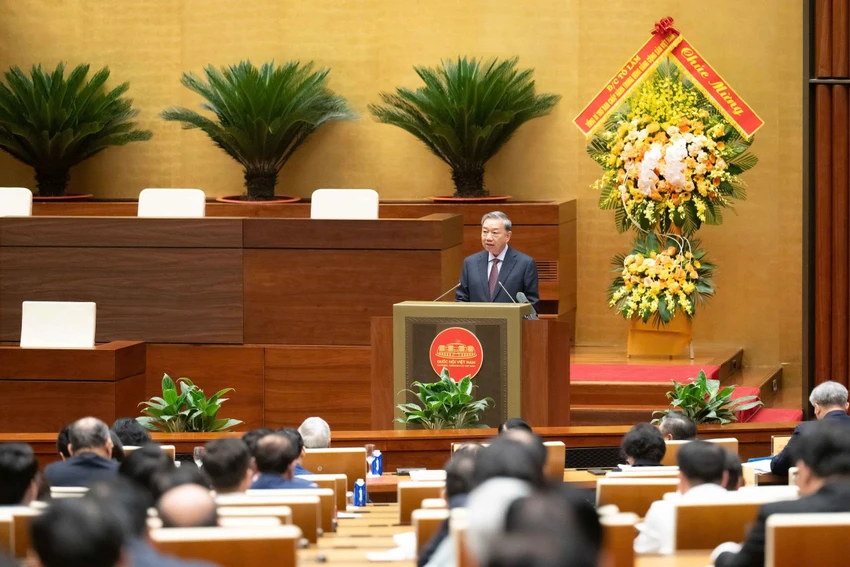 Tổng Bí thư Tô Lâm phát biểu chỉ đạo tại hội nghị. Ảnh: QUỐC HỘI tong-bi-thu-to-lam-2.jpg