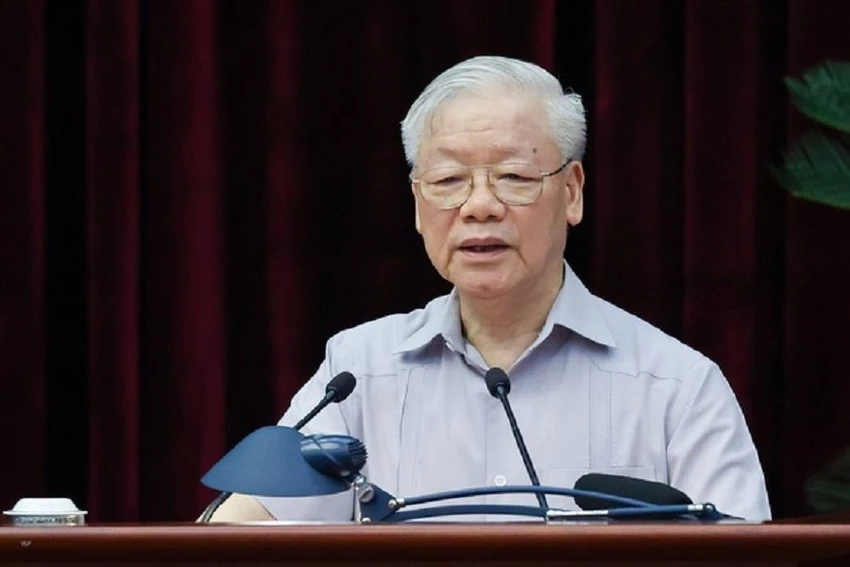 Tổng Bí thư Nguyễn Phú Trọng phát biểu tại hội nghị. Ảnh: VGP Tổng Bí thư Nguyễn Phú Trọng phát biểu tại hội nghị. Ảnh: VGP