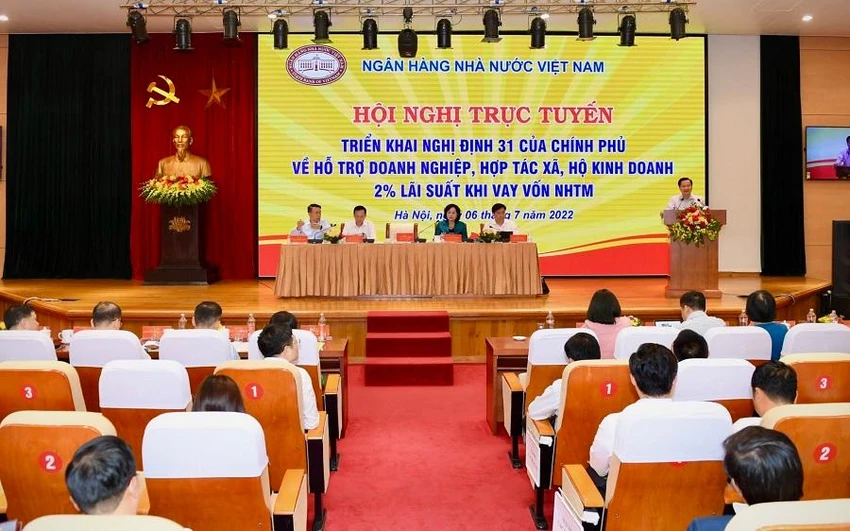 Hội nghị trực tuyến triển khai Nghị định 31/2022 về hỗ trợ doanh nghiệp, hợp tác xã, hộ kinh doanh. Ảnh: MT Hội nghị trực tuyến triển khai Nghị định 31/2022 về hỗ trợ doanh nghiệp, hợp tác xã, hộ kinh doanh. Ảnh: MT