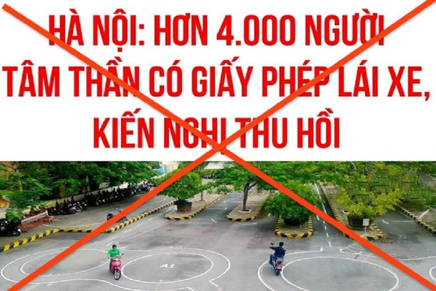 Thông tin “kiến nghị thu hồi hơn 4.000 GPLX đã cấp cho người bị tâm thần ở Hà Nội” là không chính xác. Ảnh chụp màn hình Thông tin “kiến nghị thu hồi hơn 4.000 GPLX đã cấp cho người bị tâm thần ở Hà Nội” là không chính xác. Ảnh chụp màn hình