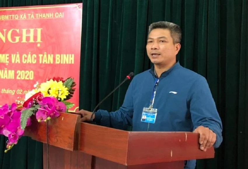 Bị can Nguyễn Tràng Thắng khi còn đương chức. Ảnh: Cổng TTĐT huyện Thanh Trì