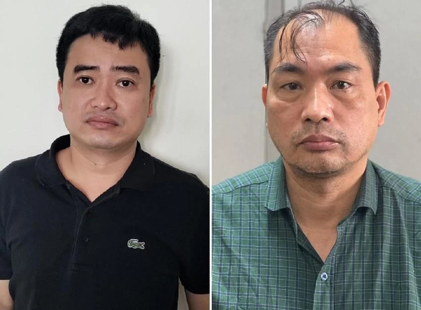 Hai bị can Phan Quốc Việt (trái) và Phạm Duy Tuyến. Ảnh: CA Hai bị can Phan Quốc Việt (trái) và Phạm Duy Tuyến. Ảnh: CA