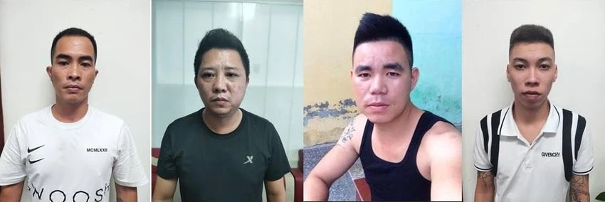 Các bị can trong đường dây cưỡng đoạt tài sản. Ảnh: CA Các bị can trong đường dây cưỡng đoạt tài sản. Ảnh: CA