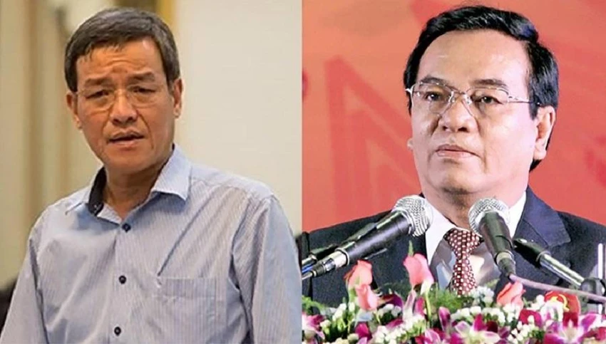 Hai bị cáo Đinh Quốc Thái (trái) và Trần Đình Thành.